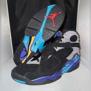 Nike Air Jordan 8 Retro Aqua | Size 9 Mens | Black / Blue | 305381-006 NWOB